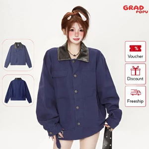 Áo khoác nam nữ GRADPOPU Beijie phong cách Mỹ cổ điển nhiều túi unisex thời trang thu đông AK215