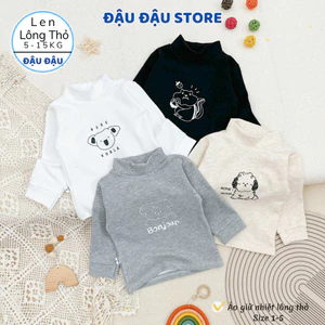 Áo giữ nhiệt thu đông vải len lông thỏ cổ lọ cho bé trai bé gái gữ ấm 5-15kg ALEN06 Đậu Đậu Store