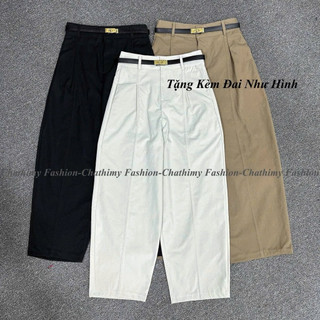 BIGSIZE 45-90kg, Quần baggy nữ chất Kaki Nhật L1, Quần ống rộng thời trang Chathimy ( 1602 )