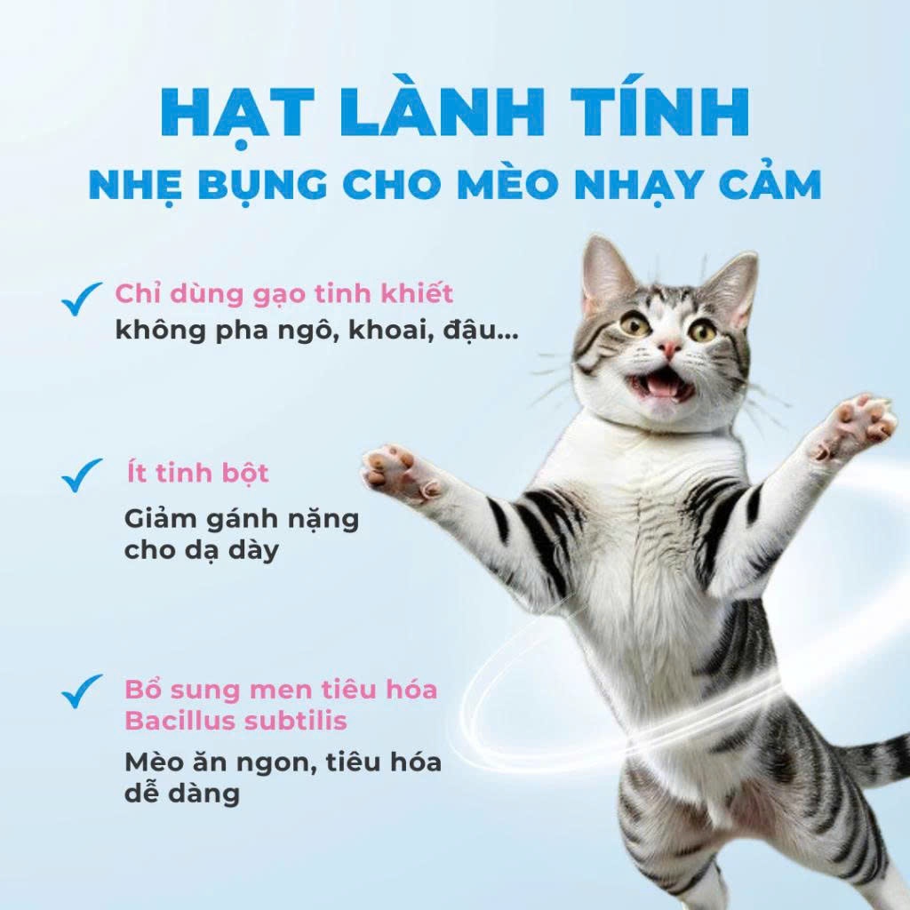 Hạt Cho Mèo MRVET E3 Công Thức Protein Siêu Mịn, Chăm Sóc Hệ Tiêu Hóa Nhạy Cảm, Gói 1KG
