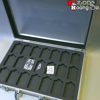 ( hoả tốc) Hộp nhôm mặt mika 21 ô đựng zippo, hộp đựng nhẫn , trang sức, Dài 36 rộng 25 cao 6cm
