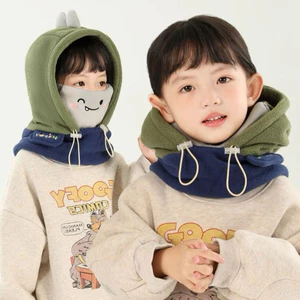 Mũ trùm đầu “happy” giữ ấm cho bé hình thú - Nón chìang cổ kèm khẩu trang lông mềm