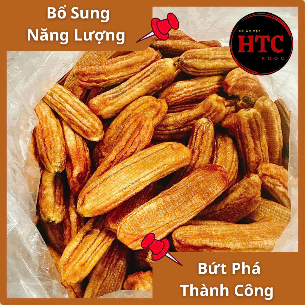 Chuối xiêm sấy dẻo không đường nguyên trái loại 1 thơm mềm dẻo ngọt dịu, ăn vặt healthy, HTC Food