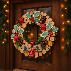 Vòng Decor Lộc Mộc Xmas1 - Sản phẩm Handmade Decor Nghệ Thuật thiên nhiên-trang trí Noel, Giáng Sinh
