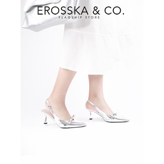 [EROSSKA] - Giày cao gót nữ mũi nhọn phối nơ kiểu dáng đơn giản thanh lịch màu hồng cao 8cm - EH044