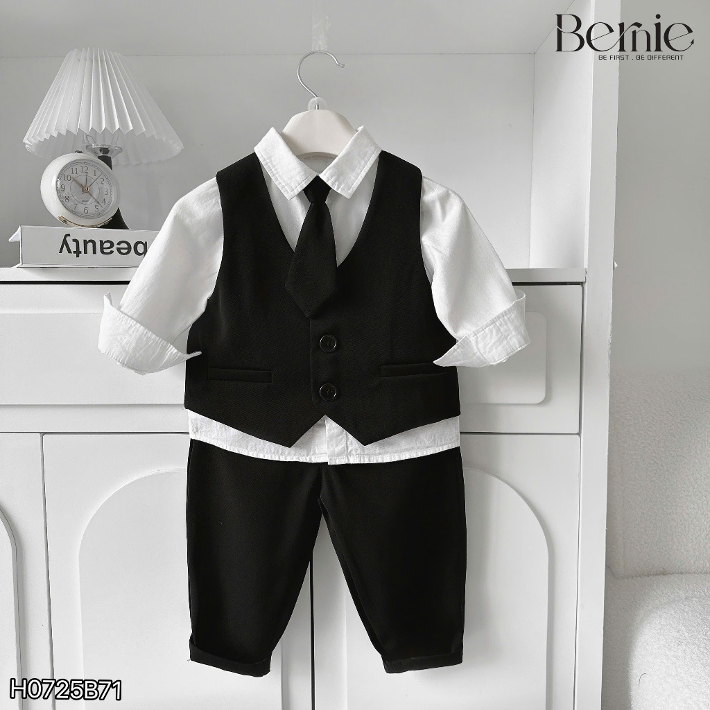 Set vest công tử dài tay 6 chi tiết bé trai, set công tử phong cách hoàng gia bảnh bao cho bé