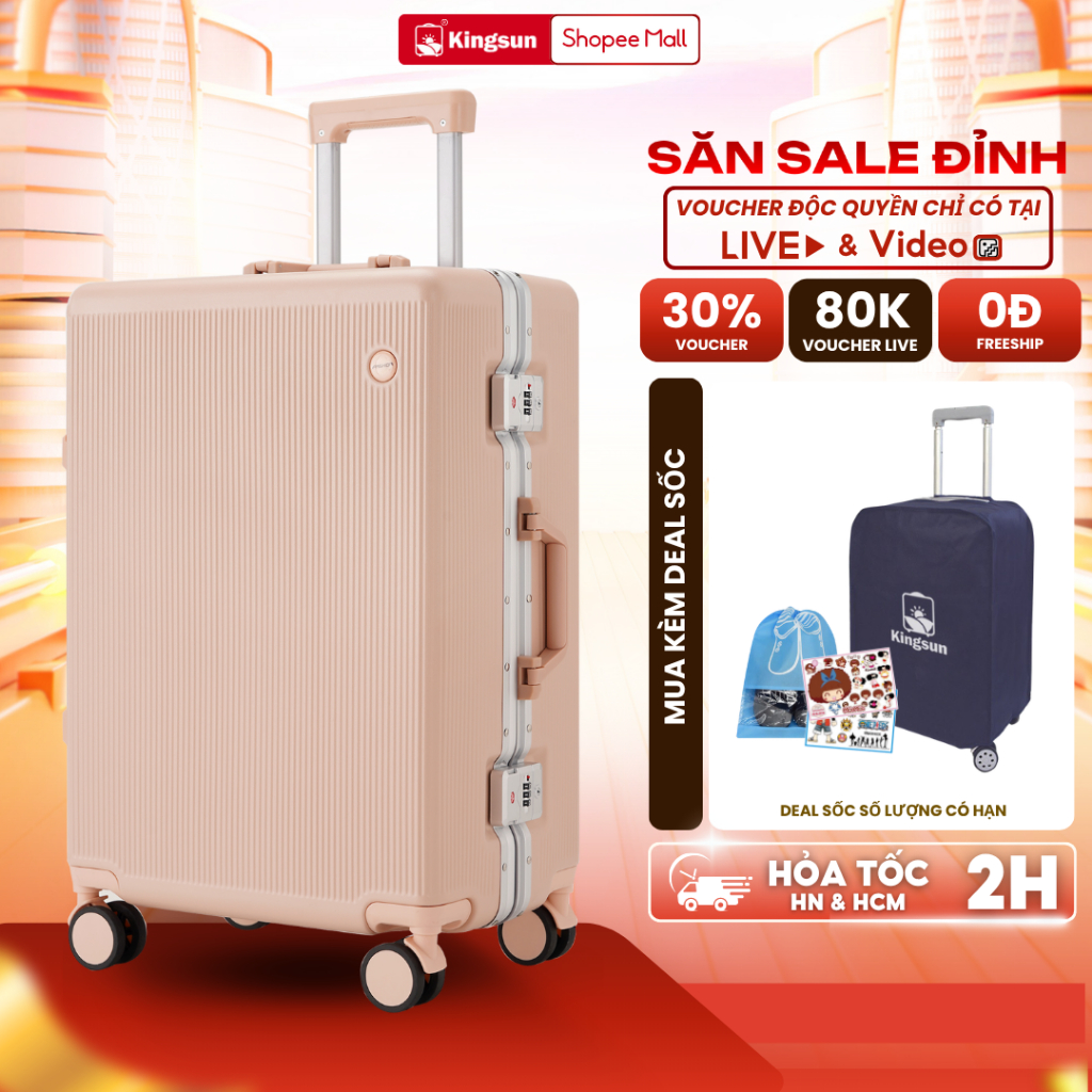 Vali Khung Nhôm Cao Cấp Kingsun KS-2512 Size 20/24/28inch Chống Va Đập, Bảo hành 5 năm