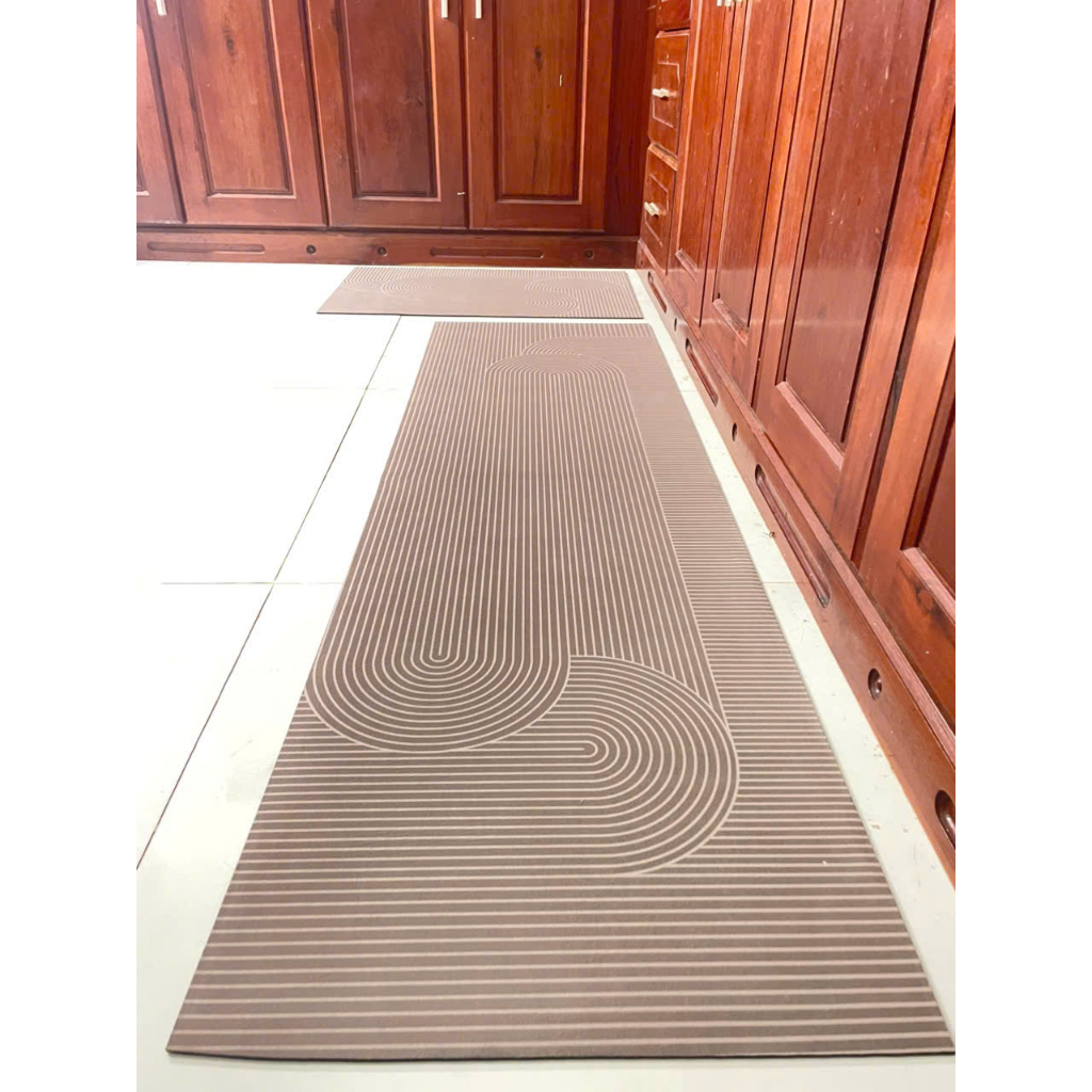 Thảm Nhà Bếp Cao Cấp Chống Trượt Thảm Bếp Silicon Bộ 2 Kích Thước 45x70 và 45x120,Thảm Lau Chân Nhà Bếp Siêu Thấm Hút 1