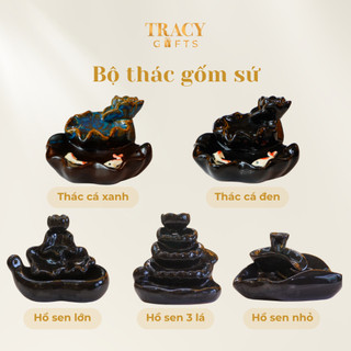 Thác khói xông trầm hương gốm sứ TRACY GIFTS chảy khói ngược thanh lọc không gian
