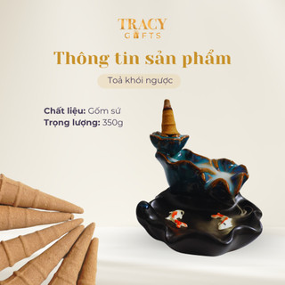 Thác khói xông trầm hương gốm sứ TRACY GIFTS chảy khói ngược thanh lọc không gian