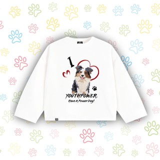 Áo Thun Tay Dài YOUTHPOWER I LOVE DOG Unisex Cotton 250gsm Cổ Tròn Việt Nam Form Rộng Thoải Mái Cho Nam Nữ