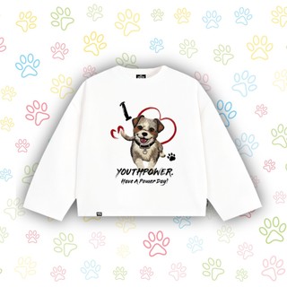 Áo Thun Tay Dài YOUTHPOWER I LOVE DOG Unisex Cotton 250gsm Cổ Tròn Việt Nam Form Rộng Thoải Mái Cho Nam Nữ