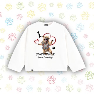 Áo Thun Tay Dài YOUTHPOWER I LOVE DOG Unisex Cotton 250gsm Cổ Tròn Việt Nam Form Rộng Thoải Mái Cho Nam Nữ