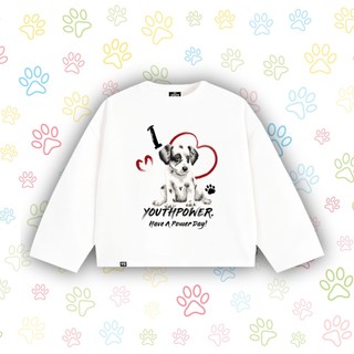 Áo Thun Tay Dài YOUTHPOWER I LOVE DOG Unisex Cotton 250gsm Cổ Tròn Việt Nam Form Rộng Thoải Mái Cho Nam Nữ