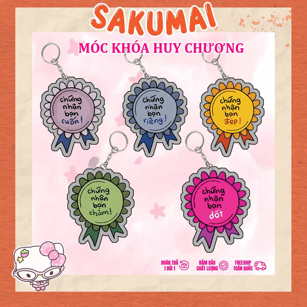 Móc Khoá Chứng Nhận Hoa Hướng Dương, Móc Khoá Bông Hoa Tặng Bạn Bè Treo Balo Chất Liệu Acrylic In 2 Mặt Cute - SakuMai