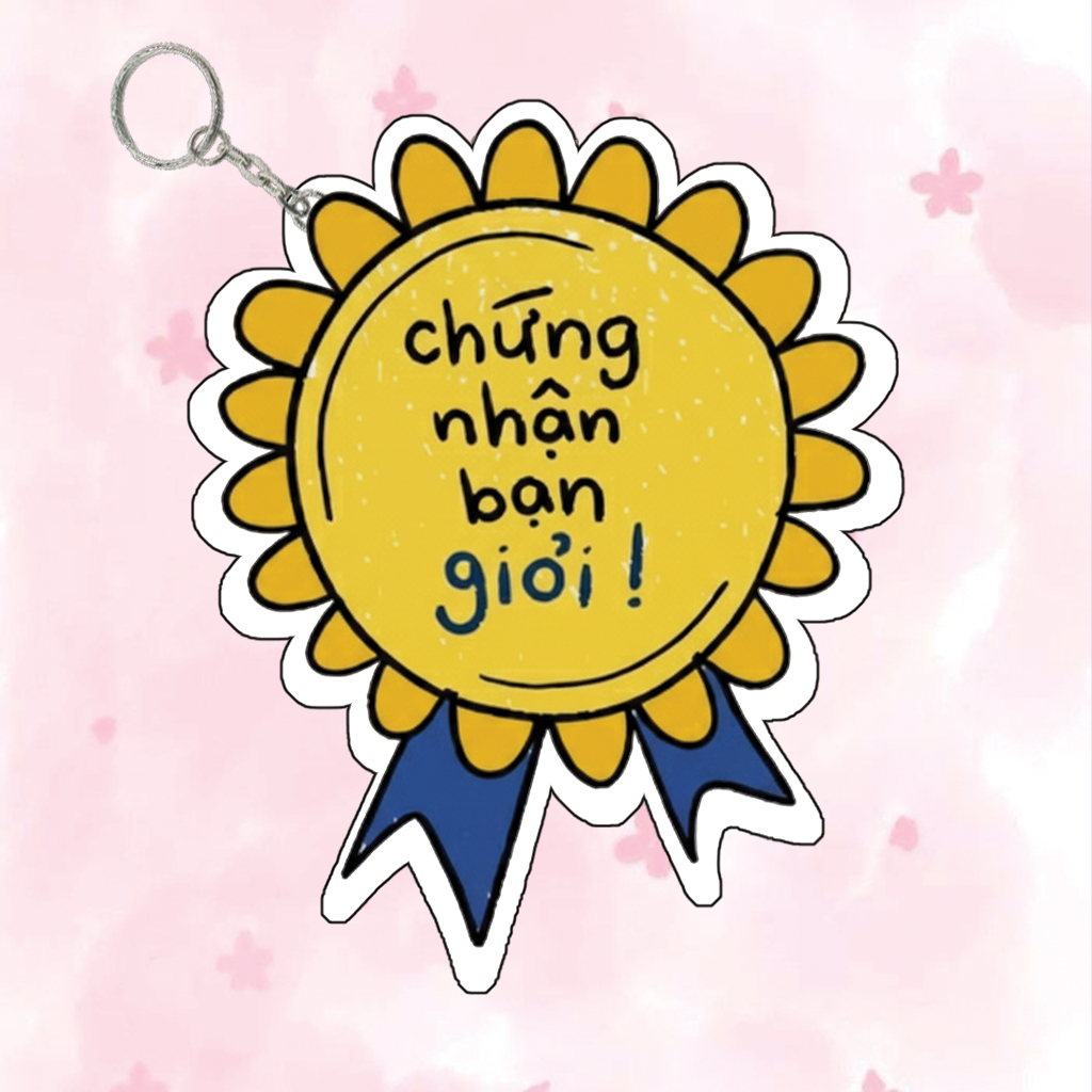 Móc Khoá Chứng Nhận Hoa Hướng Dương, Móc Khoá Bông Hoa Tặng Bạn Bè Treo Balo Chất Liệu Acrylic In 2 Mặt Cute - SakuMai