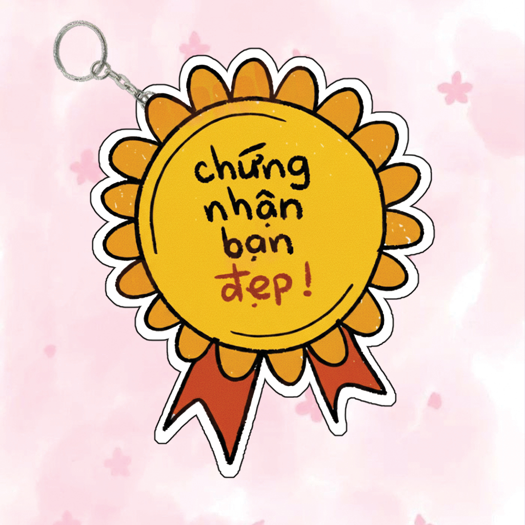Móc Khoá Chứng Nhận Hoa Hướng Dương, Móc Khoá Bông Hoa Tặng Bạn Bè Treo Balo Chất Liệu Acrylic In 2 Mặt Cute - SakuMai