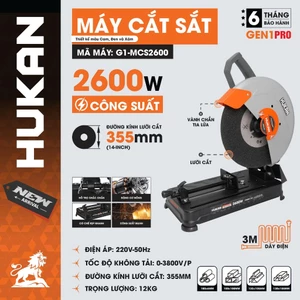 Máy Cắt Sắt Bàn HUKAN G1-MCS2600, Công Suất 2600w, Đường Kính Cắt 355mm - Tốc cao 3800v/p