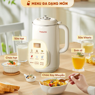Máy làm sữa hạt Masuto 1L bản Premium, Công nghệ vi áp 3D xay nấu nhuyễn mịn Dao xay đa tầng 12 cánh