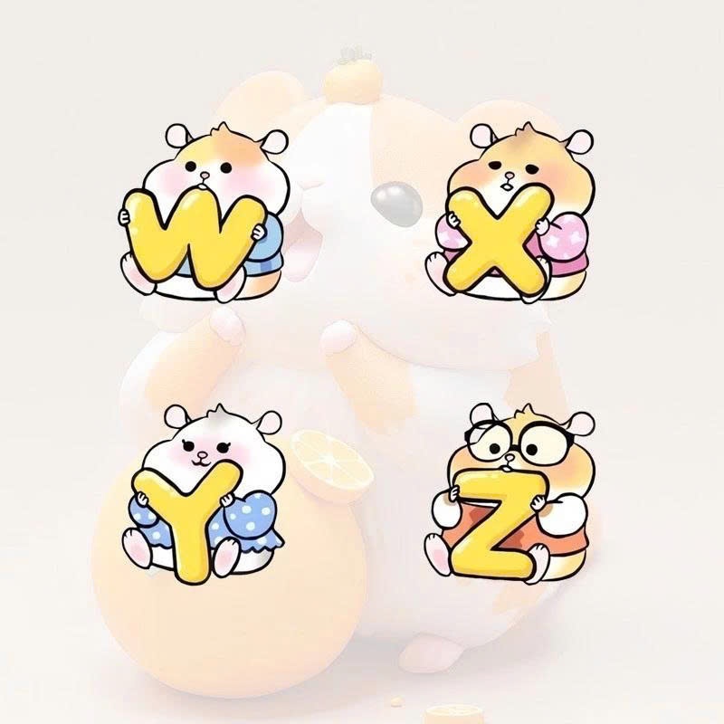 Móc Khoá Bảng Chữ Cái, Móc Khoá Chữ Cái Hamster In 2 Mặt Acrylic Trong Suốt Dùng Làm Quà Tặng Bạn Bè Treo Balo - SakuMai