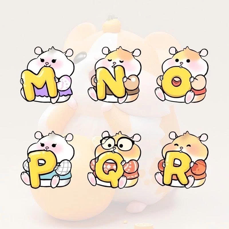 Móc Khoá Bảng Chữ Cái, Móc Khoá Chữ Cái Hamster In 2 Mặt Acrylic Trong Suốt Dùng Làm Quà Tặng Bạn Bè Treo Balo - SakuMai