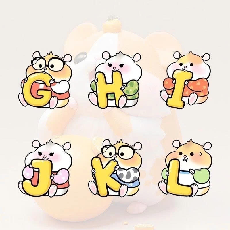 Móc Khoá Bảng Chữ Cái, Móc Khoá Chữ Cái Hamster In 2 Mặt Acrylic Trong Suốt Dùng Làm Quà Tặng Bạn Bè Treo Balo - SakuMai