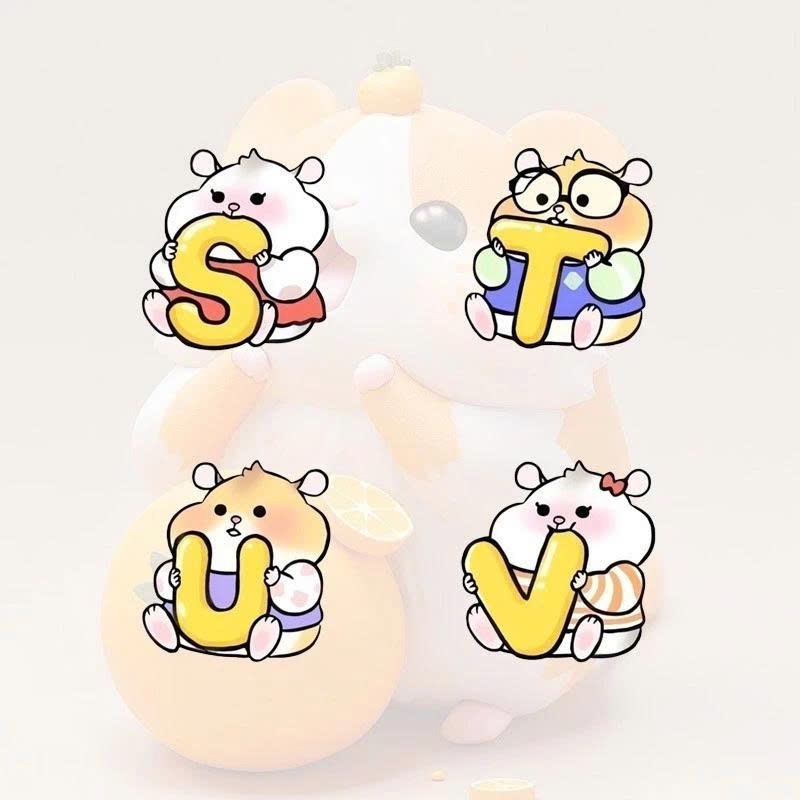 Móc Khoá Bảng Chữ Cái, Móc Khoá Chữ Cái Hamster In 2 Mặt Acrylic Trong Suốt Dùng Làm Quà Tặng Bạn Bè Treo Balo - SakuMai