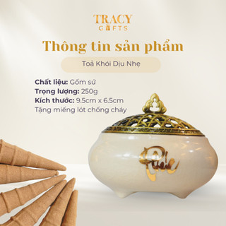 Lư xông trầm gốm sứ TRACY GIFTS độ bền cao chịu nhiệt tốt nhiều màu sắc hợp bổn mệnh