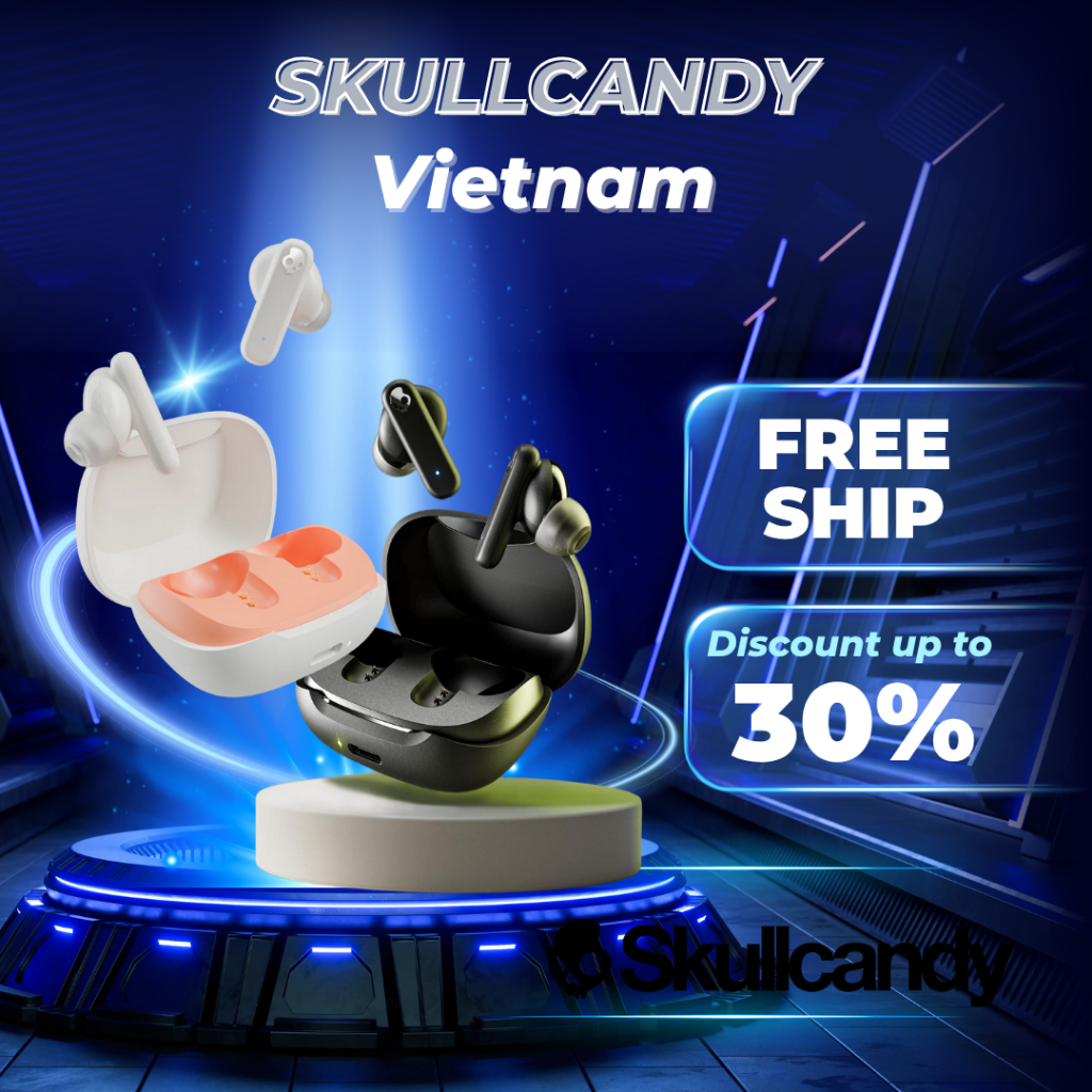 [THƯƠNG HIỆU MỸ] Tai nghe bluetooth, có mic, chống ồn thụ động, chế độ EQ,pin 20h SKULLCANDY SMOKIN BUDS- BẢO HÀNH 1 NĂM