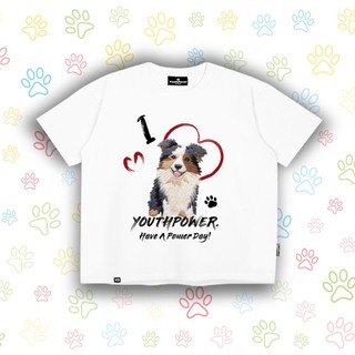 Áo Thun Tay Ngắn Boxy YOUTHPOWER I LOVE DOG Unisex Cotton 250gsm Cổ Tròn Việt Nam Form Rộng Thoải Mái Cho Nam Nữ