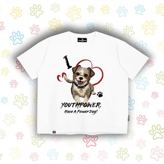 Áo Thun Tay Ngắn Boxy YOUTHPOWER I LOVE DOG Unisex Cotton 250gsm Cổ Tròn Việt Nam Form Rộng Thoải Mái Cho Nam Nữ