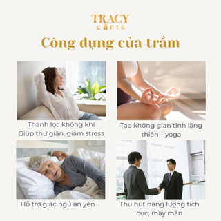 Nụ trầm hương nguyên chất TRACY GIFTS thơm nhẹ tự nhiên thiền định thanh lọc không khí hộp 25
