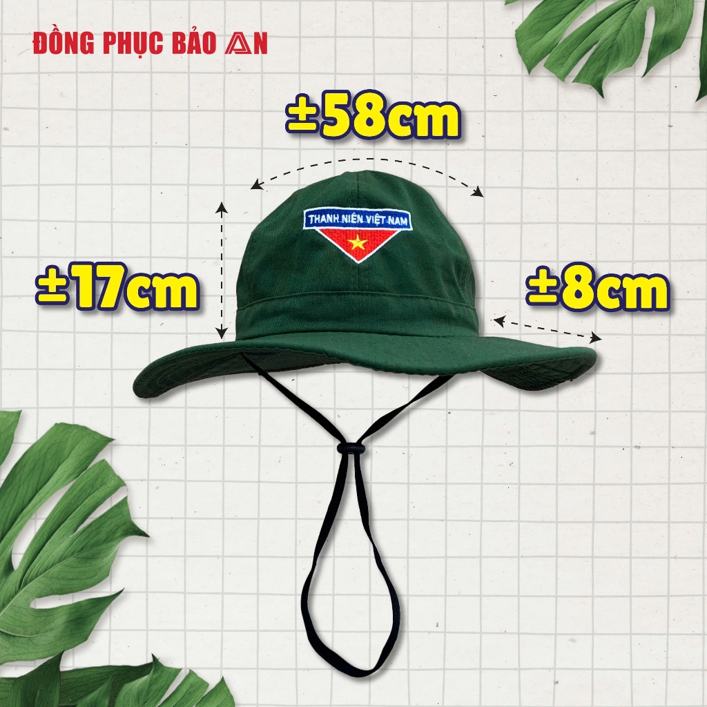 Mũ Tai Bèo Đoàn Thanh Niên Việt Nam Logo THEU,IN Gía Rẻ- Nón Thanh Niên Tình Nguyện, Nón Mùa Hè Xanh