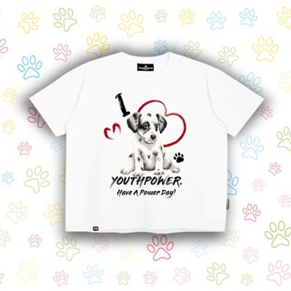 Áo Thun Tay Ngắn Boxy YOUTHPOWER I LOVE DOG Unisex Cotton 250gsm Cổ Tròn Việt Nam Form Rộng Thoải Mái Cho Nam Nữ