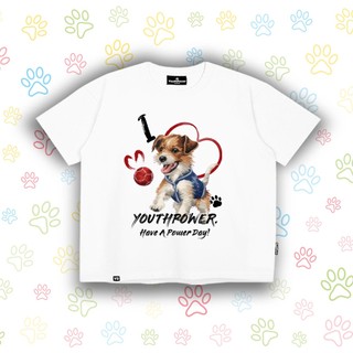 Áo Thun Tay Ngắn Boxy YOUTHPOWER I LOVE DOG Unisex Cotton 250gsm Cổ Tròn Việt Nam Form Rộng Thoải Mái Cho Nam Nữ