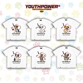 Áo Thun Tay Ngắn Boxy YOUTHPOWER I LOVE DOG Unisex Cotton 250gsm Cổ Tròn Việt Nam Form Rộng Thoải Mái Cho Nam Nữ