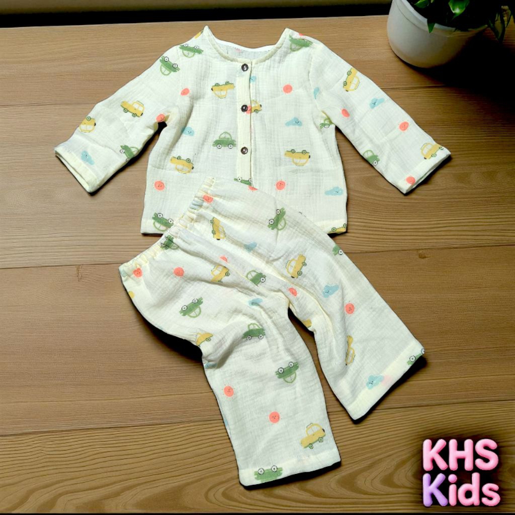 Bộ Đồ Dài Tay Cho Bé Xô Muslin - Mát Mẻ Mùa Hè, Ấm Áp Mùa Đông