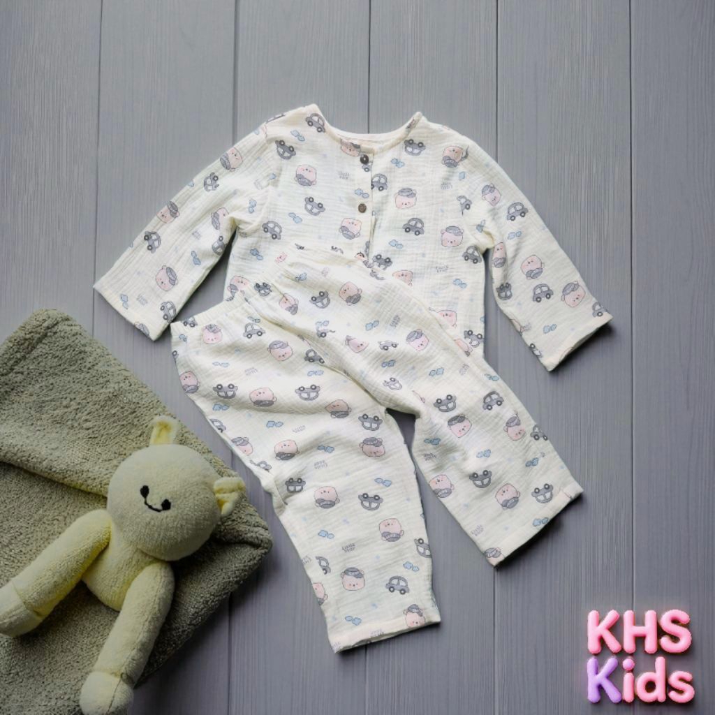 Bộ Đồ Dài Tay Cho Bé Xô Muslin - Mát Mẻ Mùa Hè, Ấm Áp Mùa Đông
