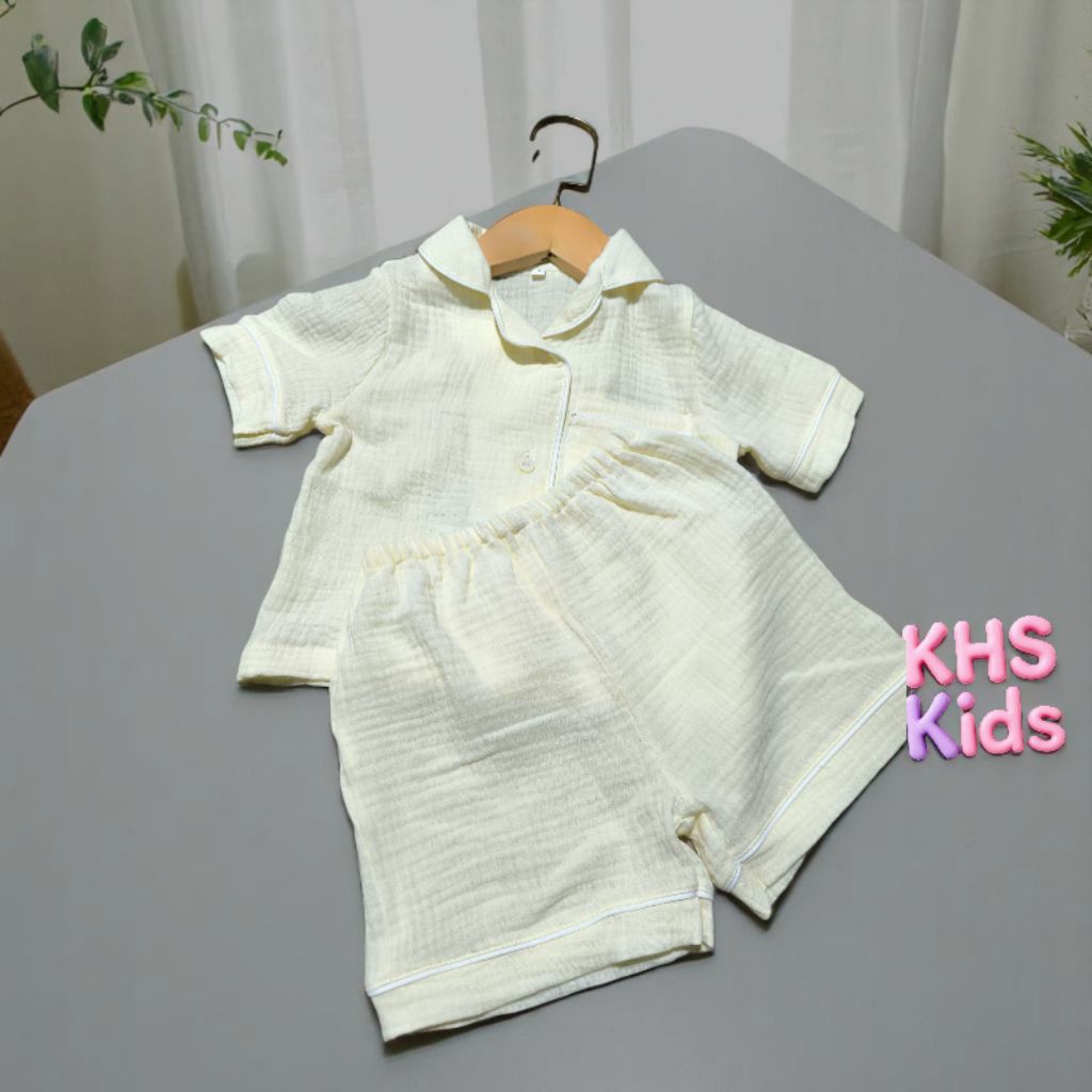 Bộ pijama xô muslin ngắn tay cho bé – mềm mát, thoáng khí