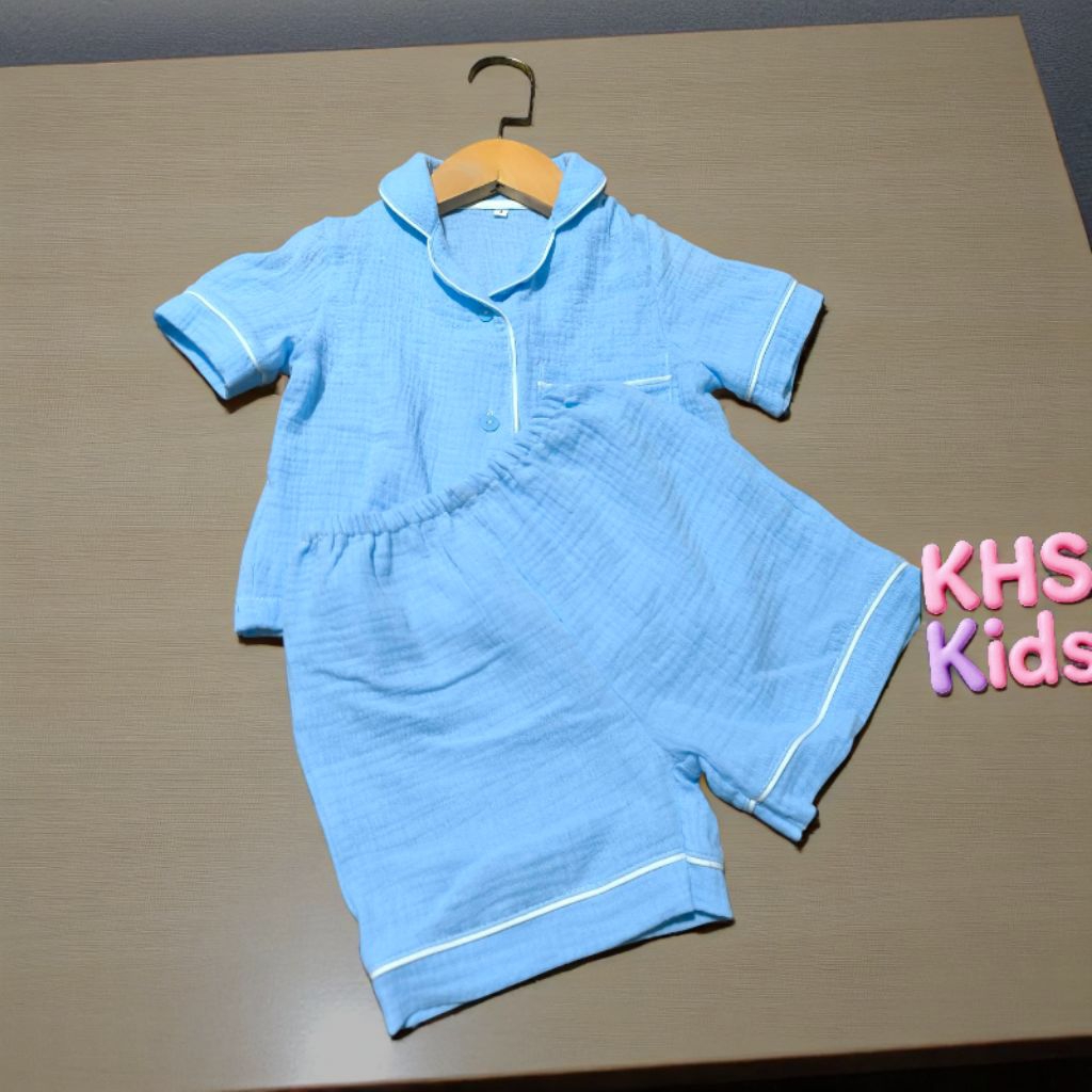 Bộ pijama xô muslin ngắn tay cho bé – mềm mát, thoáng khí