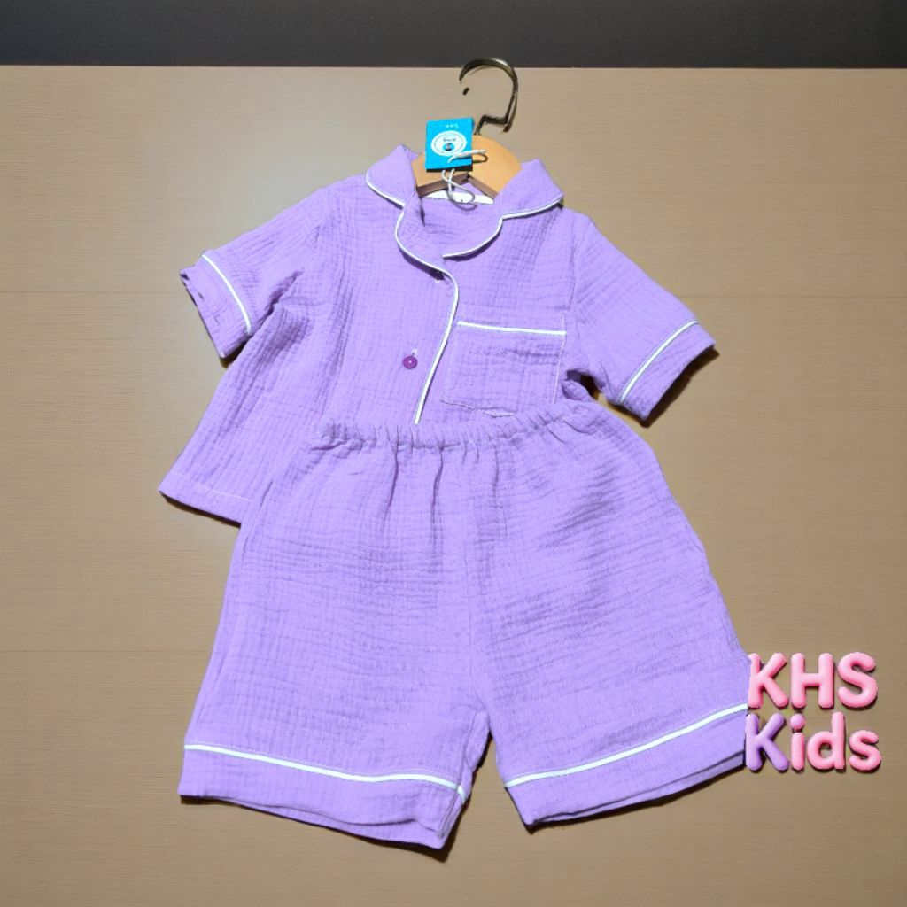 Bộ pijama xô muslin ngắn tay cho bé – mềm mát, thoáng khí