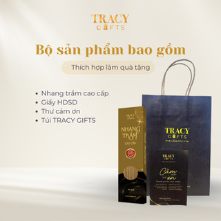 Nhang trầm hương tự nhiên cao cấp TRACY GIFTS nguyên chất ít khói thơm dịu nhẹ tự nhiên hộp 100 nén