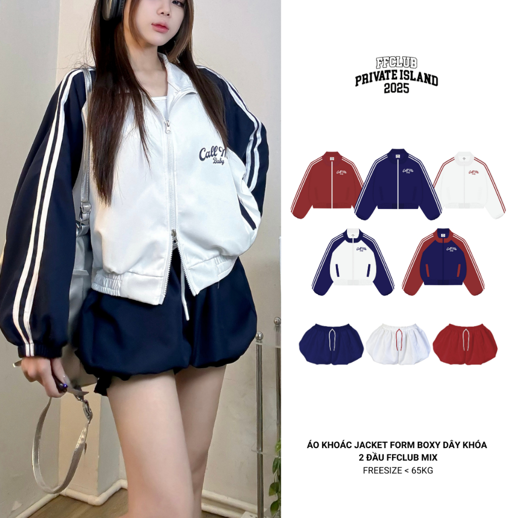 ÁO KHOÁC JACKET FORM BOXY DÂY KHÓA 2 ĐẦU FFCLUB MIX