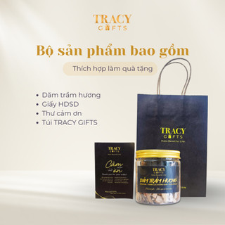 Dăm trầm hương xông nhà TRACY GIFTS tự nhiên thanh lọc không gian chiêu tài lộc hộp 100gr kèm than