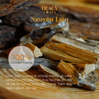 Dăm trầm hương xông nhà TRACY GIFTS tự nhiên thanh lọc không gian chiêu tài lộc hộp 100gr kèm than