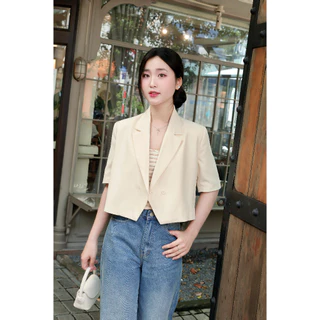 MARC FASHION Áo Blazer Dáng Crop Tay Ngắn Cài Nút - CBNH113124