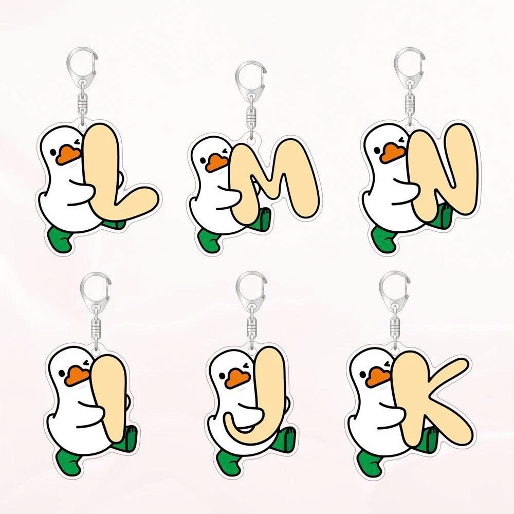 Móc Khoá Chữ Cái Con Vịt, Móc Khoá Bảng Chữ Cái Con Vịt In 2 Mặt Acrylic Trong Suốt Dùng Làm Quà Tặng Bạn Bè - SakuMai