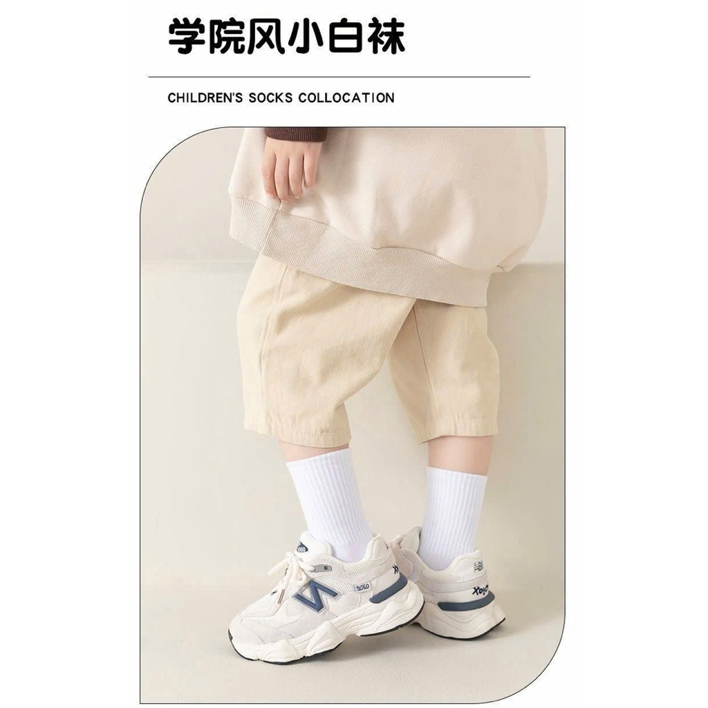 Set 10 đôi tất trơn cổ cao cho bé 1-9y