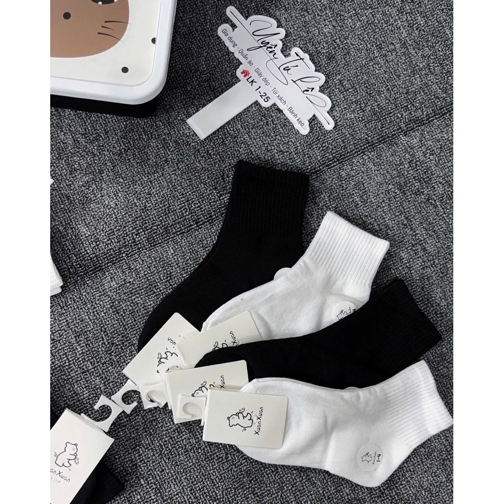 Set 10 đôi tất trơn cổ cao cho bé 1-9y