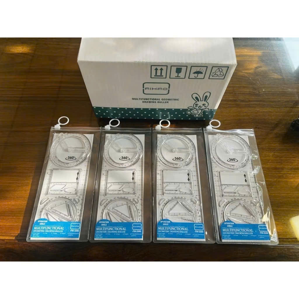 Thước kẻ đa năng CY360 5 trong 1 Decorme thước hình học đa năng xoay 360 độ kẻ được nhiều hình tiện dụng cho học sinh
